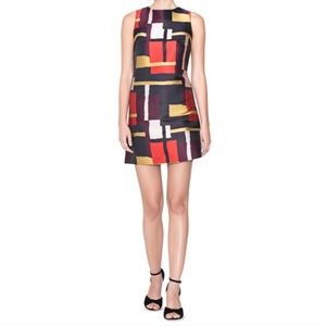 NWT Alice + Olivia Painted Grid A-line Dress